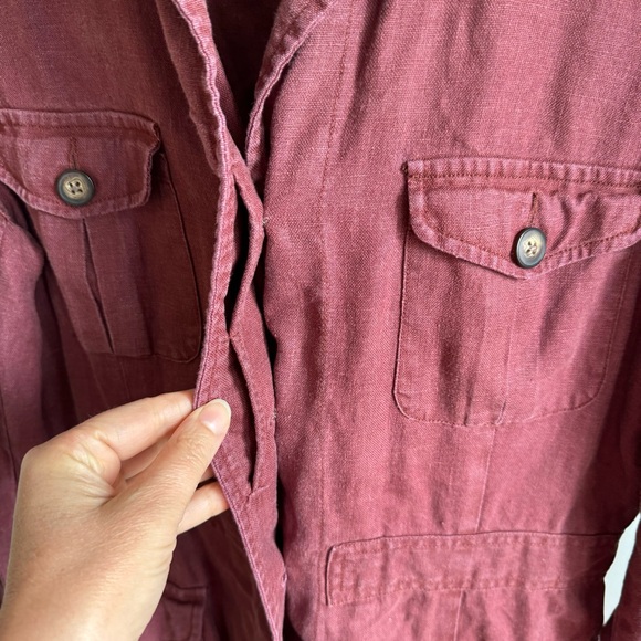 Vintage Part Two Linen Utility Jacket Size 6 Burgundy - Picture 2 of 8